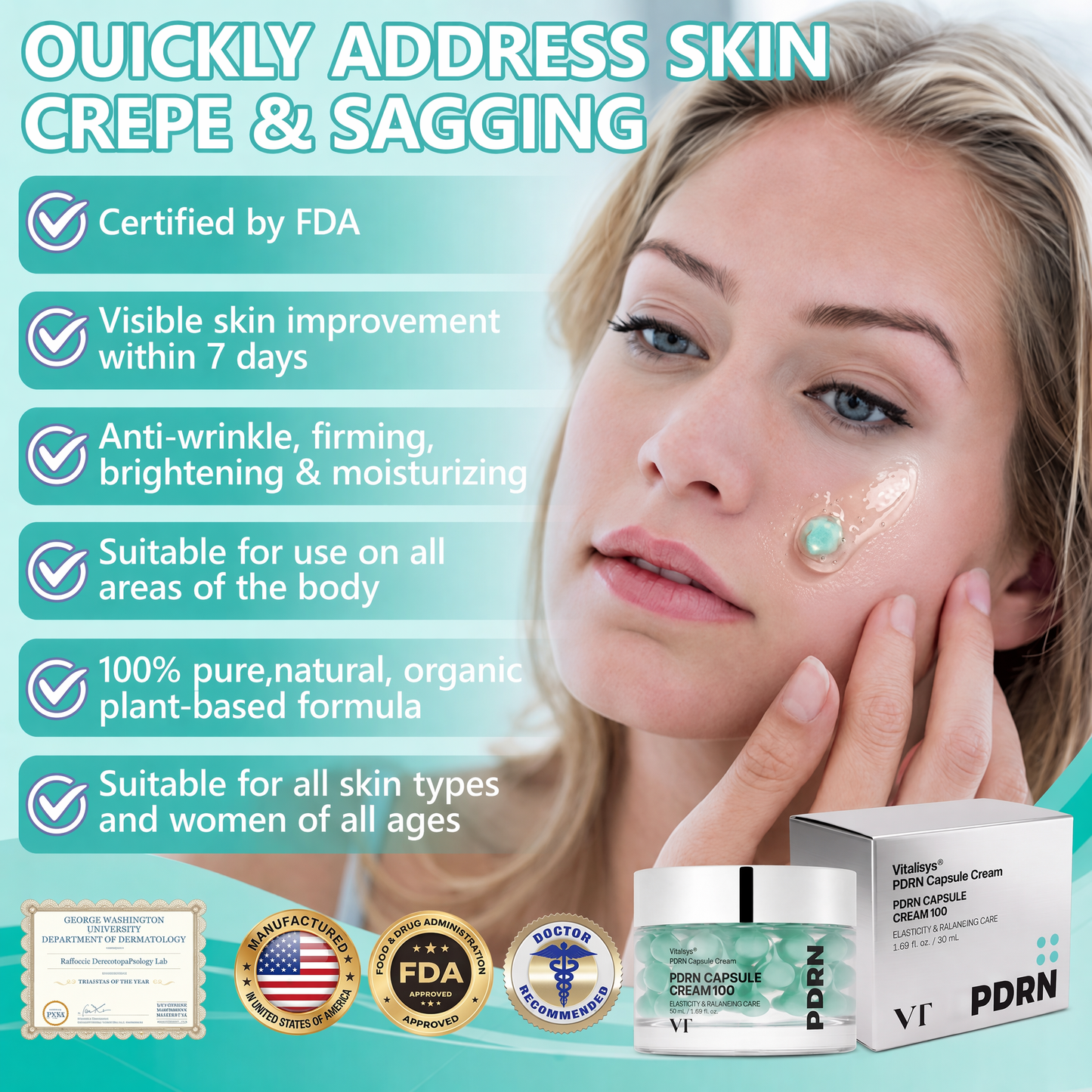 Authorized Flagship Store ✨|🌥️𝑽𝒊𝒕𝒂𝒍𝒊𝒔𝒚𝒔 𝑷𝑫𝑹𝑵 𝑪𝒂𝒑𝒔𝒖𝒍𝒆 𝑪𝒓𝒆𝒂𝒎 100|Anti aging, firming and lifting muscles Skin care, removal of stretch marks, breast enhancement, removal of chest lines, and skin repair.