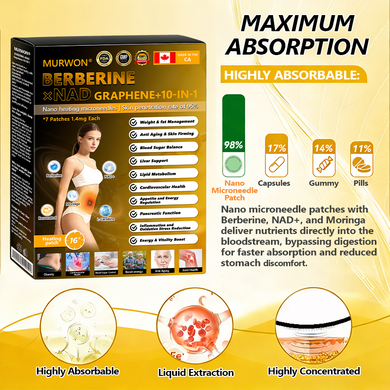 [Edición 2026] Nuevo look, misma calidad confiable 👩‍⚕️🔬 | 👑 𝑴𝙐𝗥𝓦𝐎𝙉® Berberina & NAD parche microagujas de grafeno 10 en 1 ⚡Permeabilidad hasta 95% ✅Para reafirmar piel, perder peso y equilibrar azúcar | Ciencia respaldada | Resultados 7 días