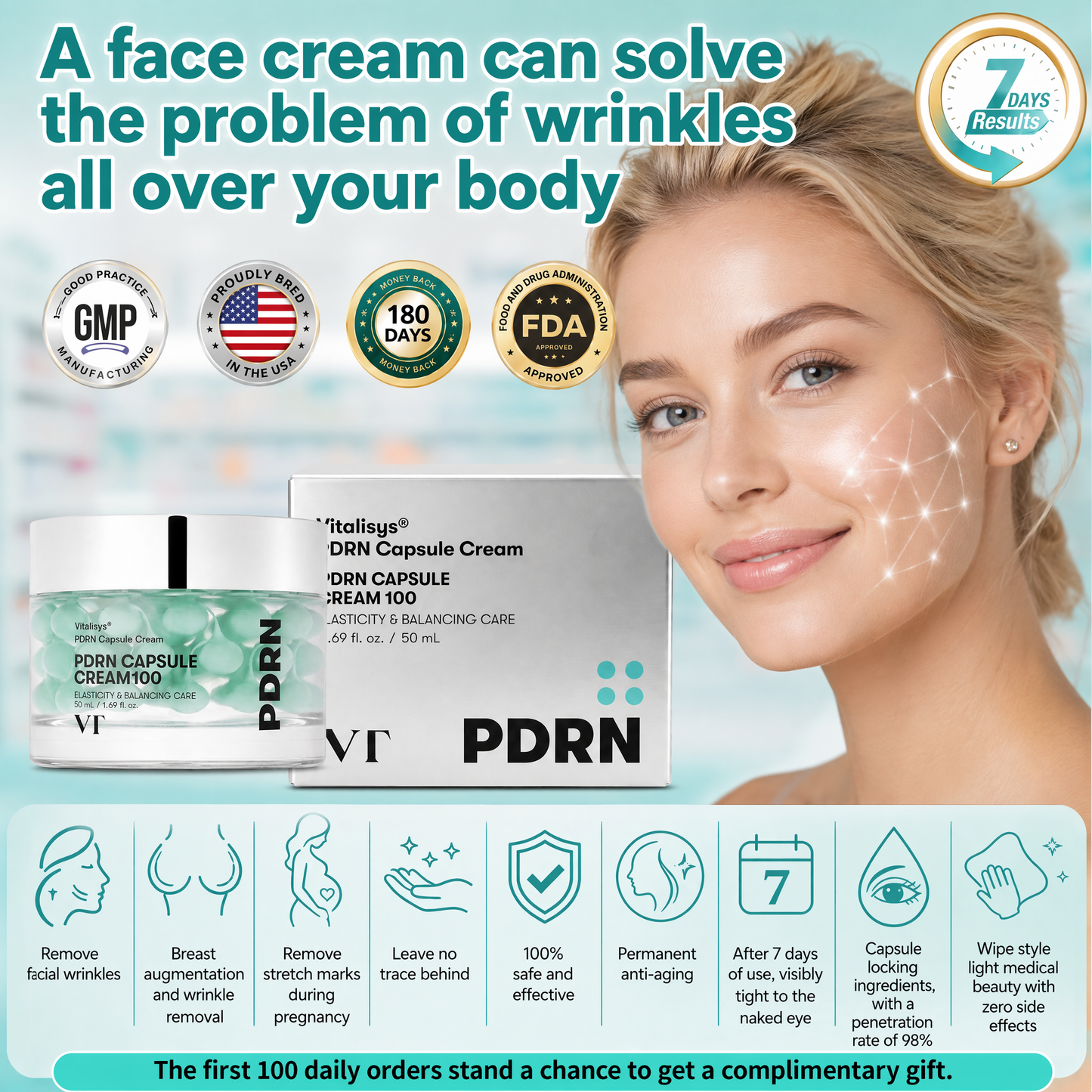 Authorized Flagship Store ✨|🌥️𝑽𝒊𝒕𝒂𝒍𝒊𝒔𝒚𝒔 𝑷𝑫𝑹𝑵 𝑪𝒂𝒑𝒔𝒖𝒍𝒆 𝑪𝒓𝒆𝒂𝒎 100|Anti aging, firming and lifting muscles Skin care, removal of stretch marks, breast enhancement, removal of chest lines, and skin repair.
