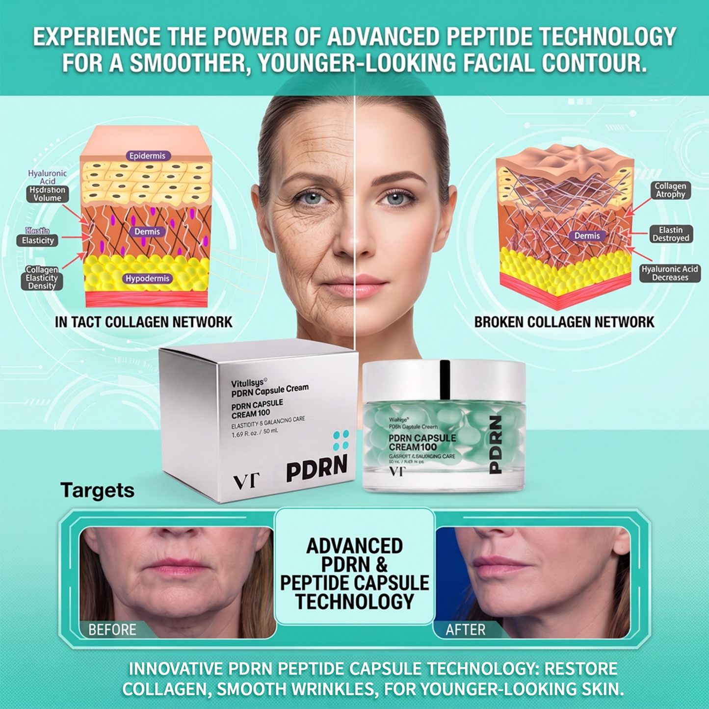 Authorized Flagship Store ✨|🌥️𝑽𝒊𝒕𝒂𝒍𝒊𝒔𝒚𝒔 𝑷𝑫𝑹𝑵 𝑪𝒂𝒑𝒔𝒖𝒍𝒆 𝑪𝒓𝒆𝒂𝒎 100|Anti aging, firming and lifting muscles Skin care, removal of stretch marks, breast enhancement, removal of chest lines, and skin repair.